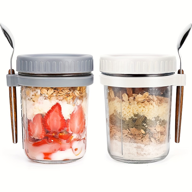 Overnight Oat Jar - 1 Stück/2 Stück Haferflockenbecher aus Glas,