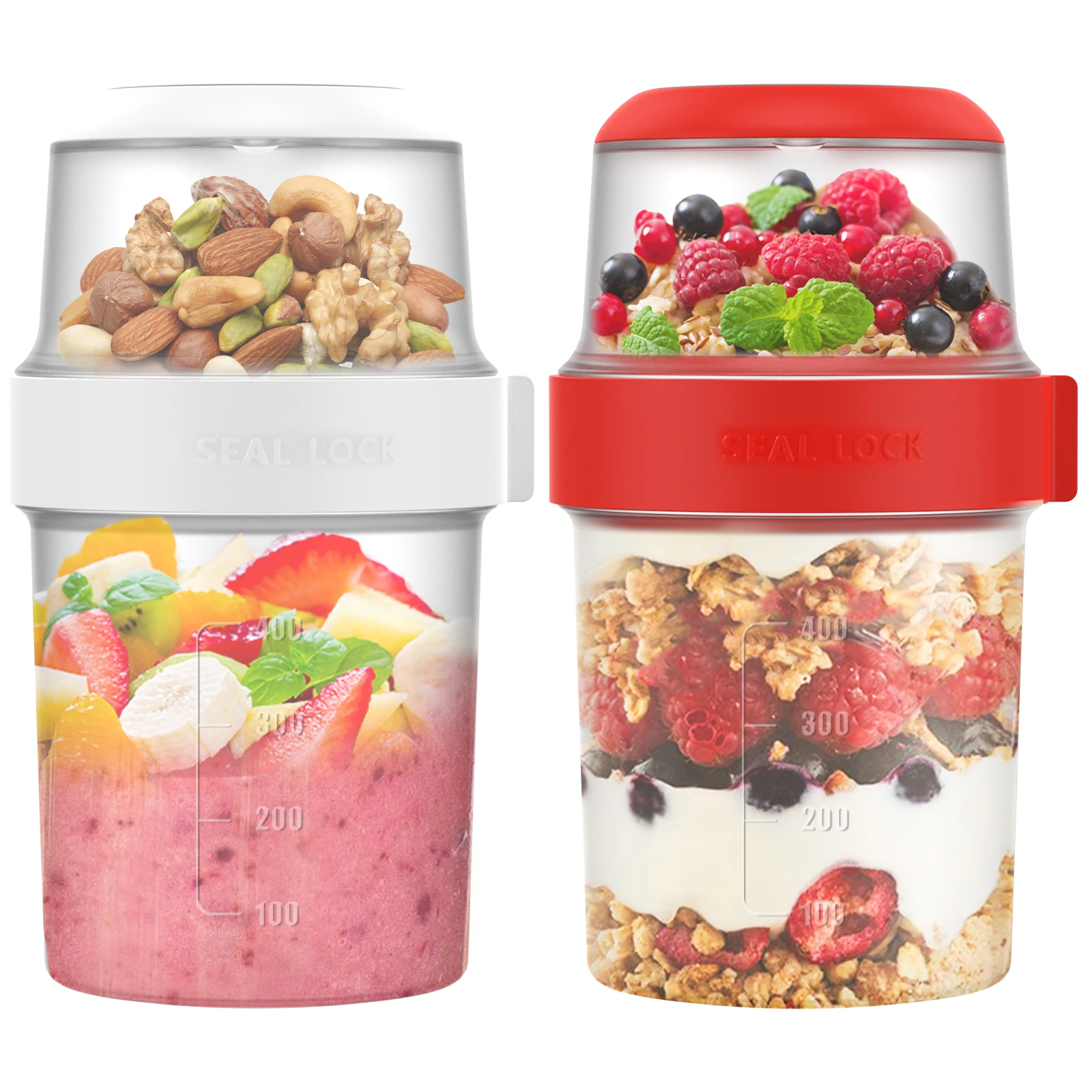 Overnight Oat Jar - 2 Stück Frühstückstassen, wiederverwendbar, zum Mitnehmen