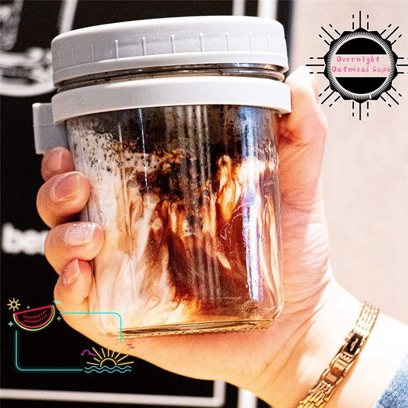 Overnight Oat Jar - 2025+ wiederverwendbares Haferglas über Nacht, versiegelte
