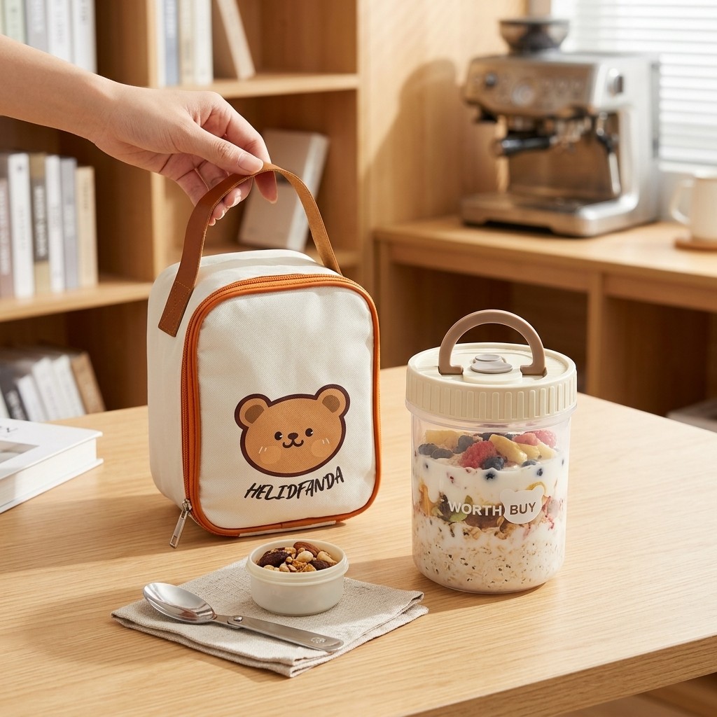 Meal Prep Yogurt Containers - Overnight-Oats-Behälter mit Deckel, Kunststoff-Lebensmittelbehälter, mikrowellengeeignet, auslaufsicher,
