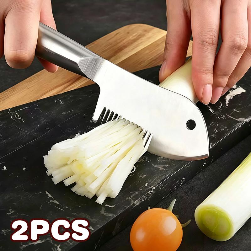 Meal Prep For Cutting - 2 Stück Edelstahl-Frühlingszwiebel-Schneidemesser mit scharfer Klinge,