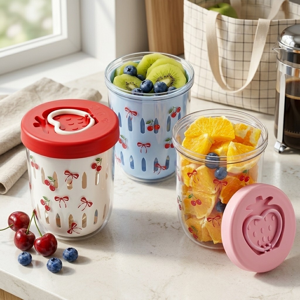 Meal Prep Yogurt Containers - Plastik-Salatbehälter mit Deckel und Sieb Bento-Lunchbox